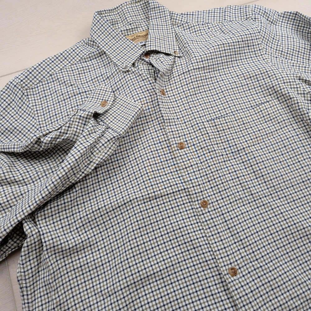 Paul Stuart Mens Medium Button Down Shirt Micro Check Long Sleeve Made in Italy